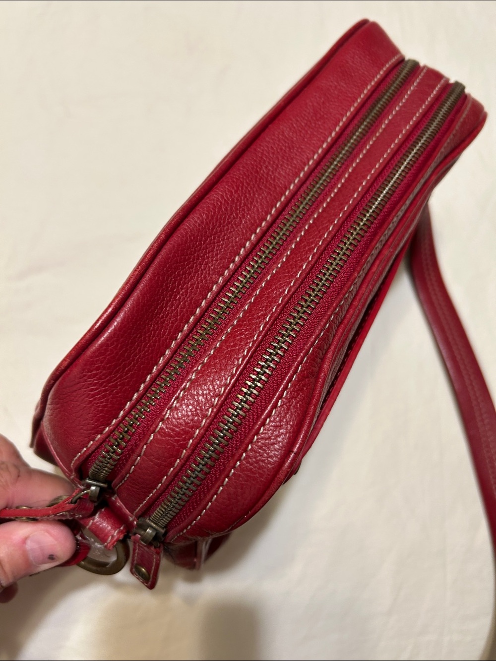 Cole Haan Red Leather Shoulder Bag with Gold Accents - Picture 5 of 11